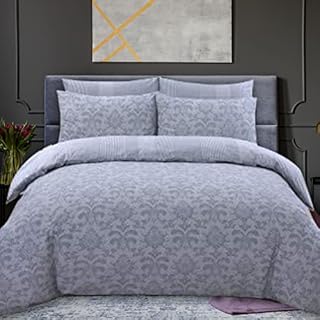 Indus Textiles 100% Pure Cotton Reversible Patterned Duvet Cover Sets Balia Silver, King