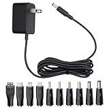 DC 5V 1A Power Cord Adapter with 10 Tips- Universal AC/DC Charger for Toys, Tablet, Security Cameras, Baby Monitors, TV Boxes, Raspberry Pi, Bluetooth Speakers, USB Hubs, LED Strips and More (5ft)