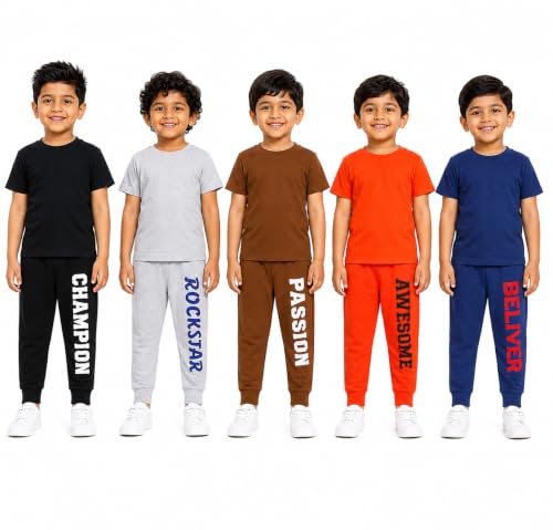 Image of NammaBaby Baby Boys Regular Fit Mid Rise Cotton Printed Track Pants Trackpants (Assorted Prints)