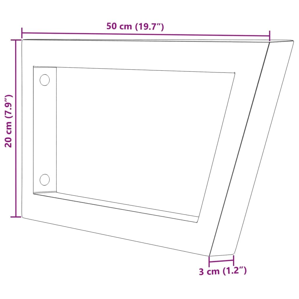 2 Stk. Waschtisch-Halterungen 20 x 50 cm, Trapezförmige Konsole aus Stahl, Schwerlast-Wandhalterung für Waschbecken, Schwarz, DIY Badmöbel