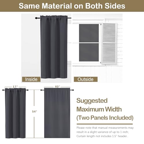 Image of Charcoal Grey Blackout Curtains for Bedroom 54 Inches Long 2 Panels, Modern Window Treatments Thermal Insulated Curtains for Living Room, Dual Rod Pocket Blackout Drapes, 2x40Wx54L Inches