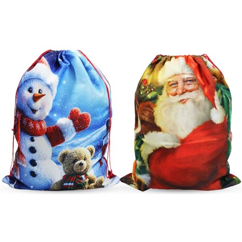 2er-Pack große Weihnachtssäcke, 50x70cm Jute-Leinen Geschenkbeutel...