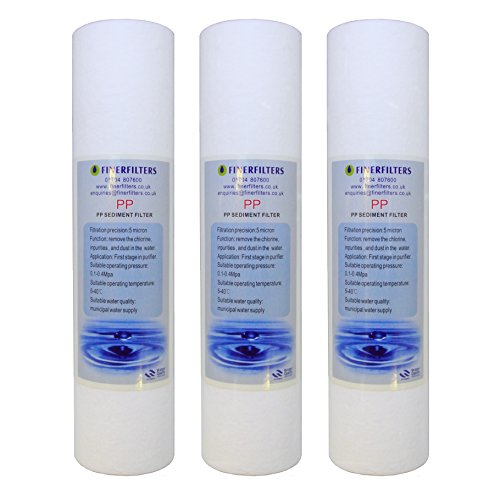 3 Stück Wasserfilterkartuschen für Umkehrosmose, 25,4 cm, 5 Mikron Wasser Filter (Umkehrosmose/ Aufbereitung von hartem Wasser) Cover