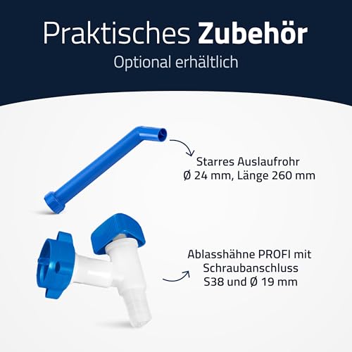 hünersdorff Wasserkanister ECO mit Auslaufrohr und unverlierbarer Deckelverschraubung, 22 L (mit Rohr), White