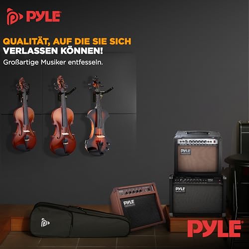 Pyle Violine Set Größe 1/4 – Leichtes Streichinstrument mit hochwertigem Holzfurnier – Geige mit Zubehör inkl. Geigenkoffer, Kolophonium, Violine Stimmgerät, Ersatzsaiten & Bogen – für Kinder ab 5