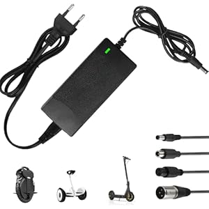 KBIBCK Oplader voor elektrische scooter, 42 V 2 A oplader voor scooter met 4 aansluitingen, elektrische scooter, Xiaomi, oplader voor e-bike, evenwichtige fiets, hoverboard (EU)