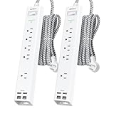 Paquete de 2 protectores de sobretensión de regleta – 5 tomas de corriente ampliamente espaciadas,