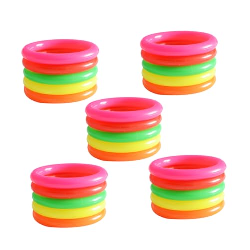 Happyyami 25 Pcs Colorful Toss Circle Rings Inner Diameter Plastic Throwing Rings for Outdoor Games and Eye Hand Coordination Development Random Color