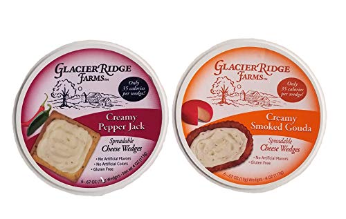 Variety Spreadable Cheese Wedges ( 1Creamy Smoked Gouda, 1Creamy Pepper Jack), No Artificial Flavors-No Artificial Colors