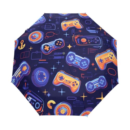 Parapluie coupe-vent contrôleurs de jeu bleu orange pliable pour voyage