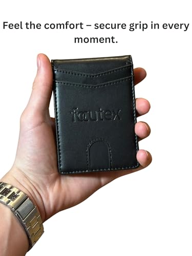 Genuine Leather Slim Wallet with RFID Protection – Black, Elegant Cardholder for Men & Women, Compact Leather Wallet4