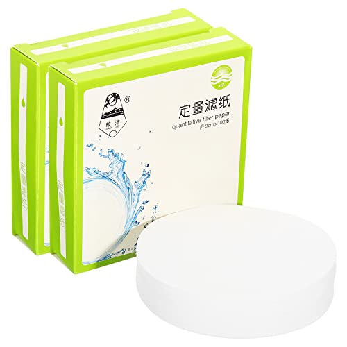 PATIKIL 200Pcs 9cm Quantitative Filter Paper Circles, Medium Speed Round Laboratory Filter Paper Chemical Industrial Oil Testing Funnel Filter Paper