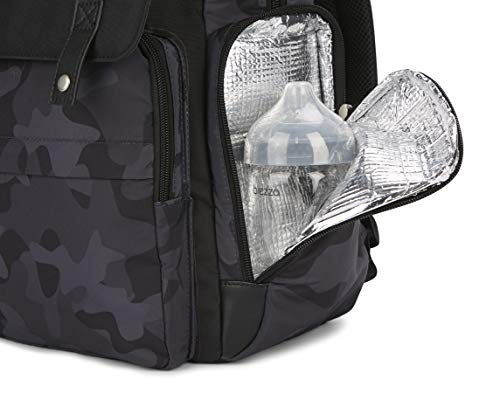 Eddie Bauer Places & Spaces Camouflage Compass Diaper Bag Backpack, Cooler Bottle Pockets And Changing Pad Included, Black And Camo #TOP4