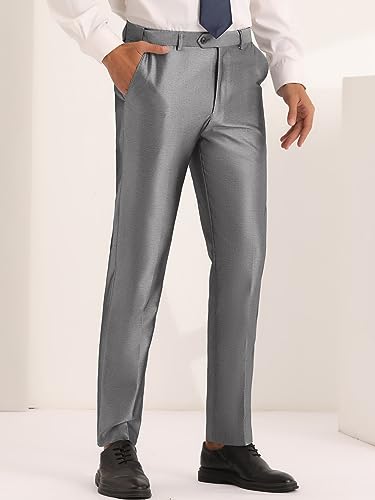 Lars Amadeus Dress Pants for Men's Classic Fit Solid Stretch Flat Front Work Business Trousers2