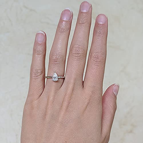 TwoBirch 1 Carat Moissanite Tear Drop Pear Solitaire in Platinum Plated Sterling Silver (CERTIFIED)4