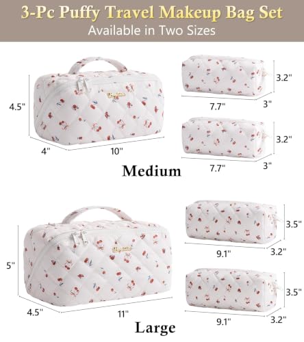 Image of Travel Makeup Bag, Large Capacity Puffy Toiletry & Cosmetic Bag for Women