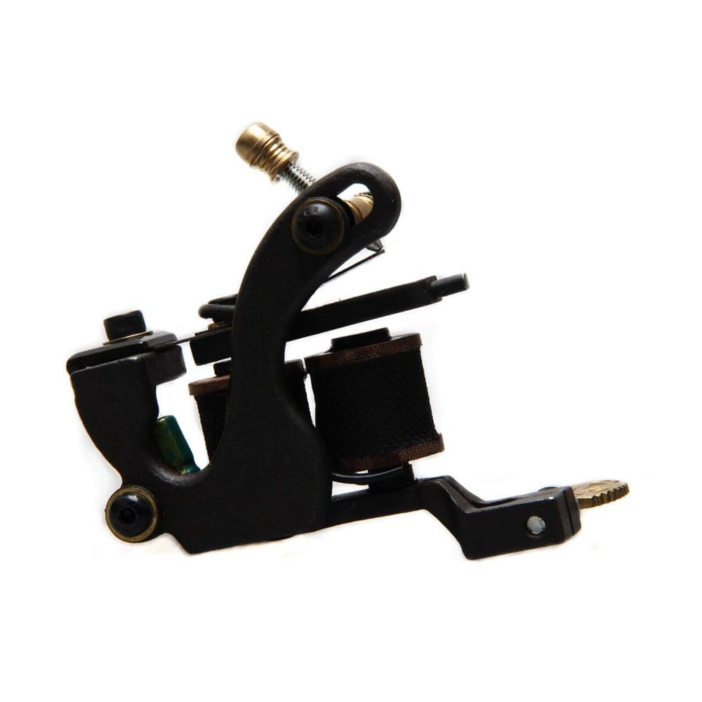 1 Pcs Of Coil Tattoo Machine 10 Wrap Tattoo Coils Cast Iron Frame For Liner Black