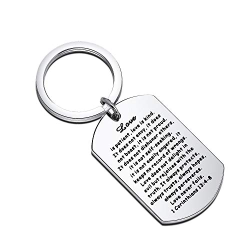 Love is Patient Love is Kind Dog Tag Keychain 1