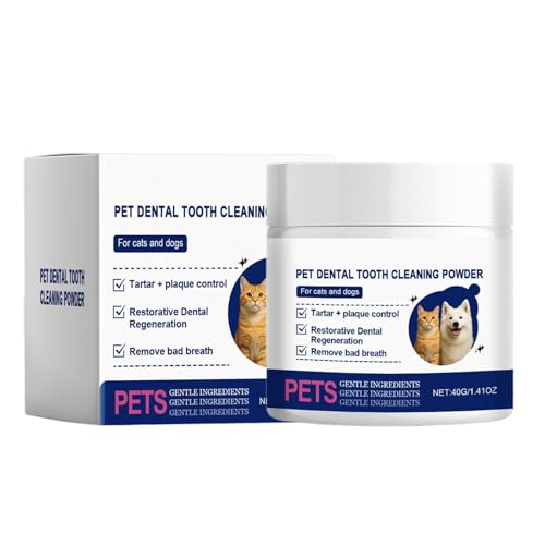 Veasbuu Hundeatempulver, Zahnpulver für Katzen, 40 g, Hundezahnpasta, Atemerfrischer für Mundhygiene, Welpen, den täglichen Gebrauch, Outdoor, Innenbereich, Zuhause, Familienbürsten