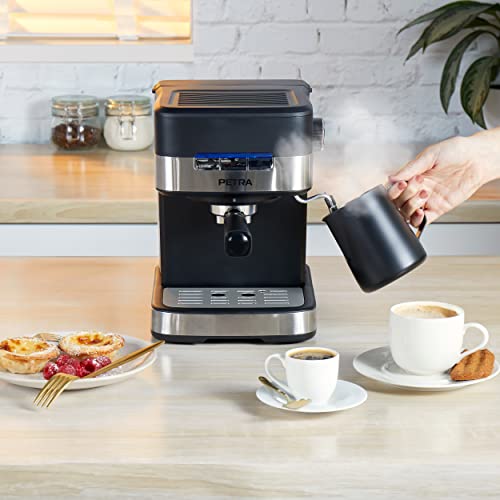 Petra PT4623VDEEU7 Pro Barista Kaffeemaschine- 1,5 Liter, siebträgermaschine, Espressomaschinen, Milchaufschäumer, Italienisch 15 Bar, Für 1 or 2 Tassen, Single/Double Shot, Cappuccino, 850W, BPA-Frei – Bild 5