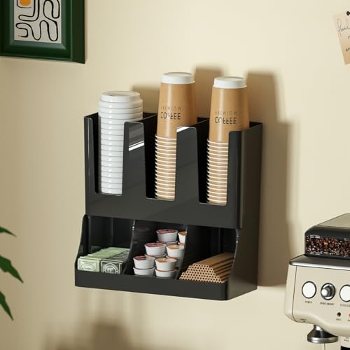 Distributeur gobelet café avec porte-paille en plastique pour bar - 4