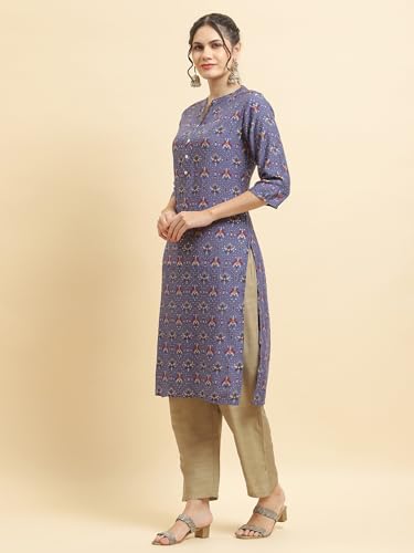 Image of Shree Women Liva (Rayon) White Floral Print Kurta