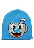 elope Cuphead Mugman Reversible Knit Beanie Hat Adults Kids Blue