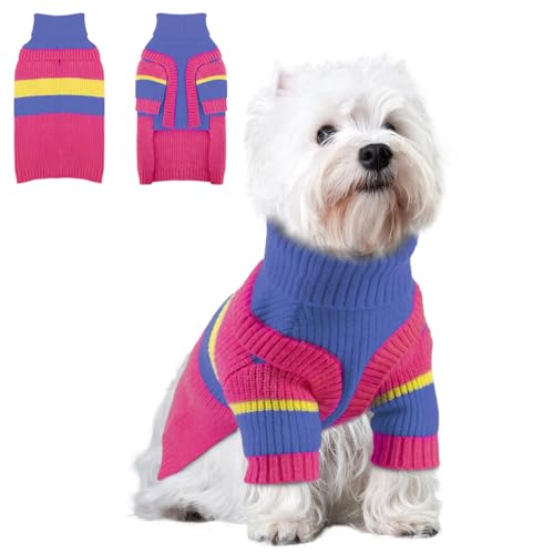 EMUST Small Dog Sweater, Cold Weather Dog Sweater for Small Dogs Girl, Warm Puppy Sweaters for Small Dogs with Sleeves, Soft Dog Clothes for Christmas & Holiday, Rose Pink, S