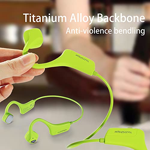 Youthwhisper Bone Conduction Headphones Bluetooth, Open Ear Wireless Headset With Mic, Sweat Resistant Earbuds For Runnig Workout Hiking Running Fitness Walking (Green) #TOP4