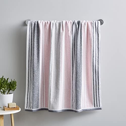 Catherine Lansfield Bathroom Kelso Stripe 450 gsm Soft & Absorbent Cotton Hand Towel Charcoal Grey