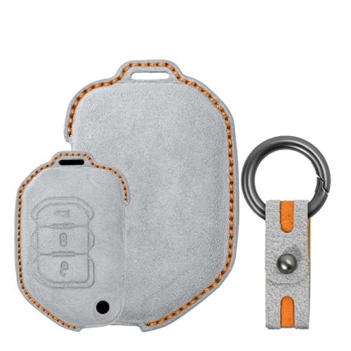 Coque de clé Jeep Wrangler JL JLU Gladiator en daim gris clair 3 boutons
