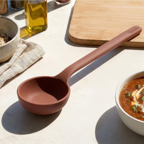 Image of Ember Cookware Silicone Ladle 30.5 cm | Platinum Grade Food Safe Soup & Curry Ladle | Heat Resistant up to 230C | Deep Bowl Serving Spoon for Cooking | Seamless Unibody Design | Terracotta