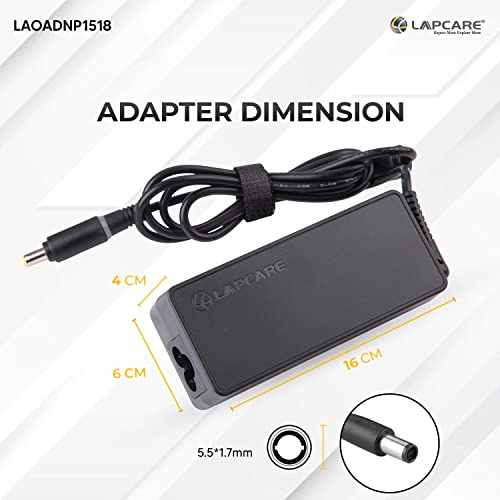 Image of Lapcare 19V 65W 3.42A Compatible Laptop Adapter Charger for Acer Aspire One Extensa and Travel Mate Series Models - Black