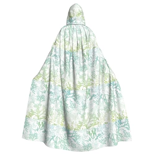 Cape à capuche avec imprimé algues vertes motif marin pour adultes