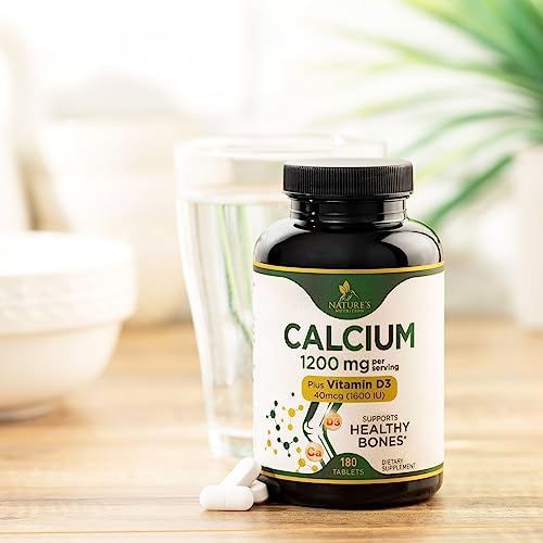 Nature’s Calcium 1200Mg Plus 1600 Iu Vitamin D3, Immune Support & Bone Health Support, Supports Bone Strength - Calcium Carbonate 1200 Mg - Dietary Nutrition Supplement, Non-Gmo - 180 Tablets #TOP7