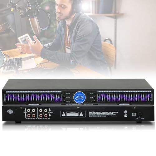 Digital Stereo Graphic EQ 22 Band HiFi Audio Equalizer, Dual-Channel, 10 Preset Effects, Low/Mid/Treble Adjustment, Intelligent Noise Reduction for Studio Use