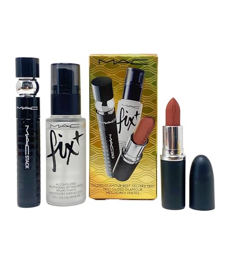 M.A.C Cosmetics Gilded Glamour Trio: MACStack Mascara, Matte Lipstick (Warm Teddy) and Fix Setting Spray