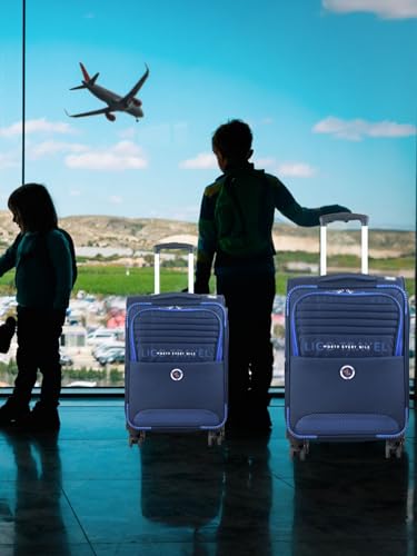Image of Ligo Ligobags Polyester 8 Wheels 360 Degree Wall Street Soft-Sided Small Cabin Luggage Black Laptop Roller Case |20 Inch Trolley Bag