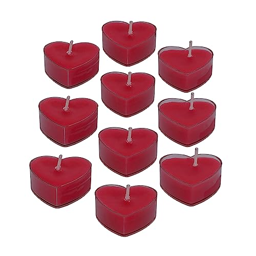 Image of eCraftIndia Set of 20 Romantic Heart Shaped Rose Scented Tea Light Candles for Anniversary, Valentine's Day, Wedding, Birthday, Christmas Decorations