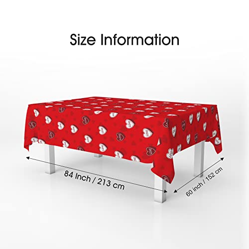 Easykart Table Cloth Red Colour Love & Heart Pattern- Rectangle Tablecloth 60X84 Inch- Table Cover For Anniversary/Valentine/Wedding Decoration Use… #TOP1
