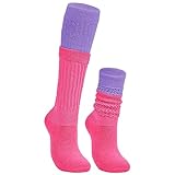 Purple 80s 90s Outfit for Women Hot Pink Slouch Socks for Women Super Soft Knee High Socks Warm Christmas Socks One Size