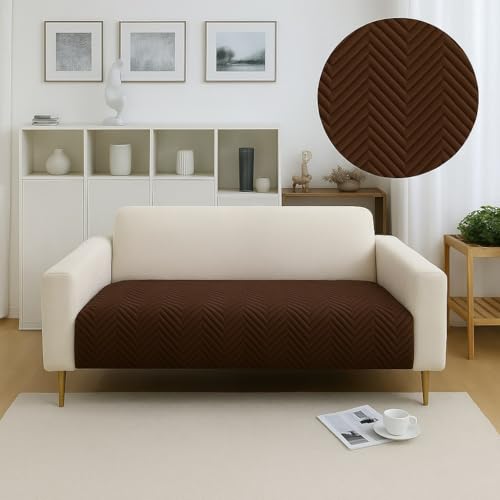 Image of Amazon Basics - Velvet Quilted Make Your Own Sofa Cover |2 Seater | Multi-Layered Fabric |120cm x 70cm | 350 GSM | Color - Brown