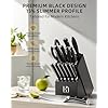 Knife Set 15 Pcs High Carbon Stainless Steel Kitchen Knife Sets with Block & Sharpener, Premium Razor-Sharp Black Knives Block Set for Kitchen, Ergonomic Full-Tang Handle