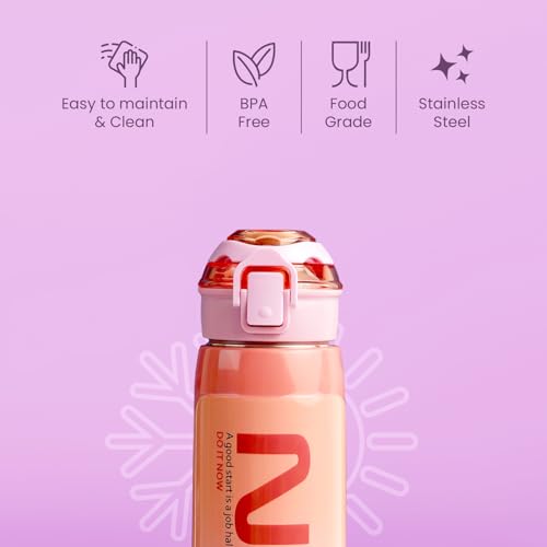 Image of Nayasa Turbo Water Bottle 730ml | BPA Free Plastic | Leak Proof Push Button Cap | School, Office Use | Pink