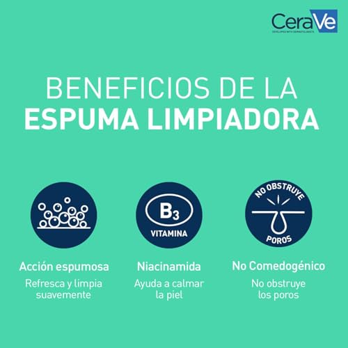 Miniatura 2 de Cerave Gel Limpiador Espumoso, 473 Ml 88 Ml, Para Piel Normal A Grasa, Elimina El Exceso De Grasa Y Suciedad, Enriquecido Con Ceramidas, Niacinamida Y Ácido Hialurónico, Apto Para Rostro Y Cuerpo.