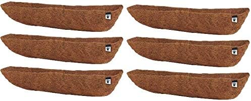 Teal Turtle 24 Inch Premium Coconut Liners for Planters for Trough Shaped Wall, Window, and Deck Mount Planters - 6 Pack
