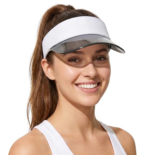 Haakong Sun Visors Hats for Women Men Adjustable Athletic Visors for Cycling Running (White)