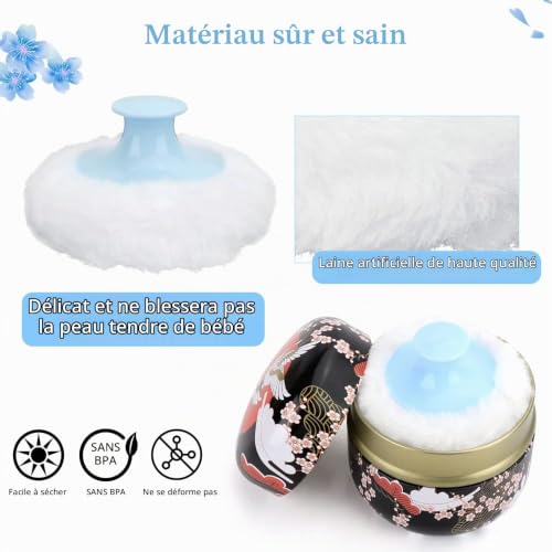 LIONVISON Boîte à Poudre avec Houppette Récipient Cosmétique Noir – vue 4