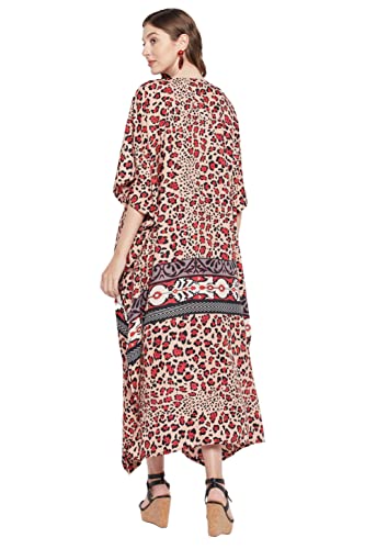 Image of Goood Times Plus Size Kaftan Long Maxi Kimono for Women, 52 inch Length, 3 /4 Sleeves, Caftan Nightgown for Women