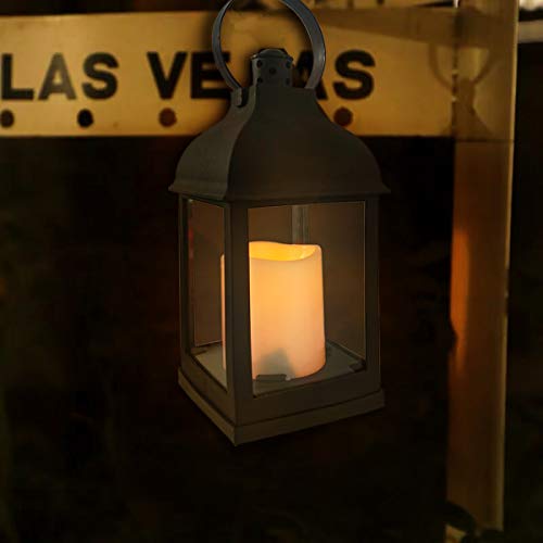 Decorative Candle Lanterns Flameless Battery-Operated, 10'' Indoor Outdoor Hanging Plastic Rustic Lantern Decor For Farmhouse, Wedding(Black, 1) #TOP7